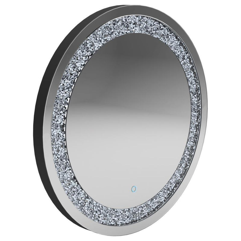 Landar - Round LED Light Wall Mirror - Silver - Atlantic Fine Furniture Inc