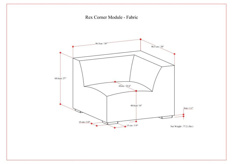 Rex - Corner Sofa Module - Gray