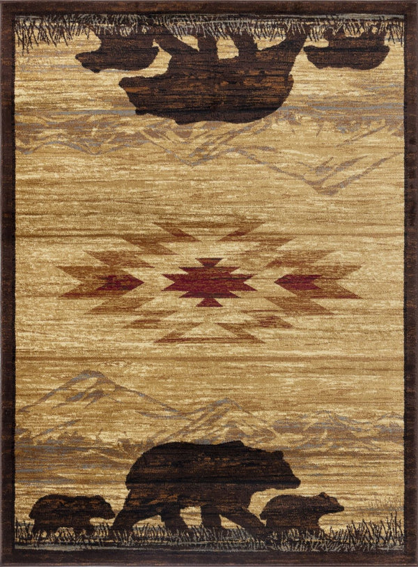 Nature's Nest - 5'3" X 7'3" Lodge Area Rug - Multi / Beige