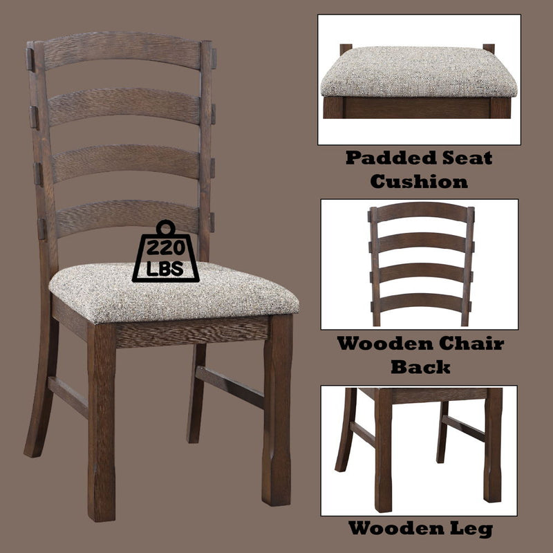 Pascaline - Side Chair (Set of 2) - Gray Fabric, Rustic Brown & Oak Finish