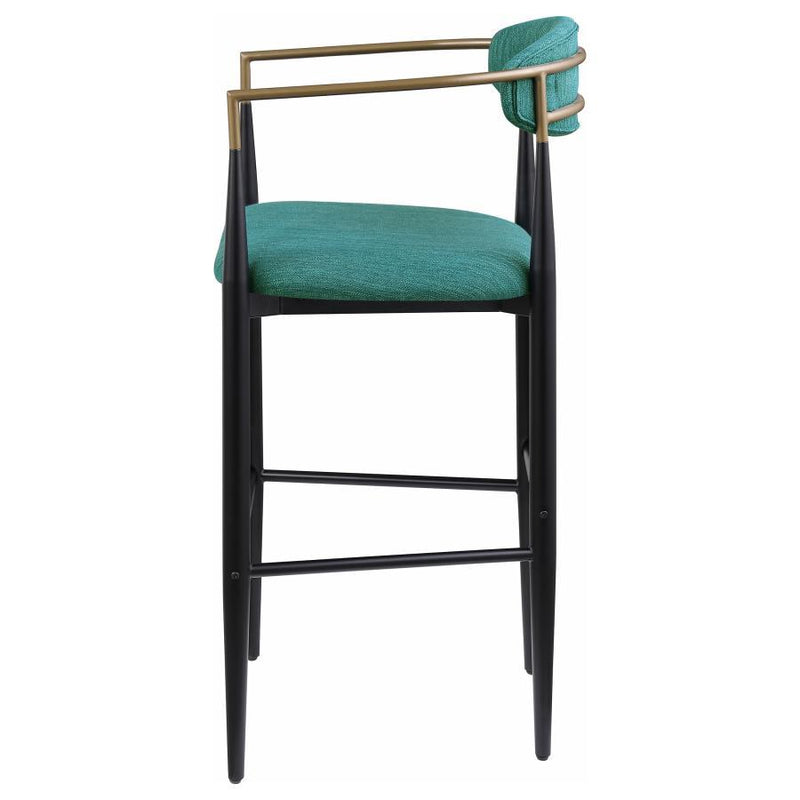 Tina - Metal Pub Height Bar Stool With Upholstered Back And Seat (Set of 2)