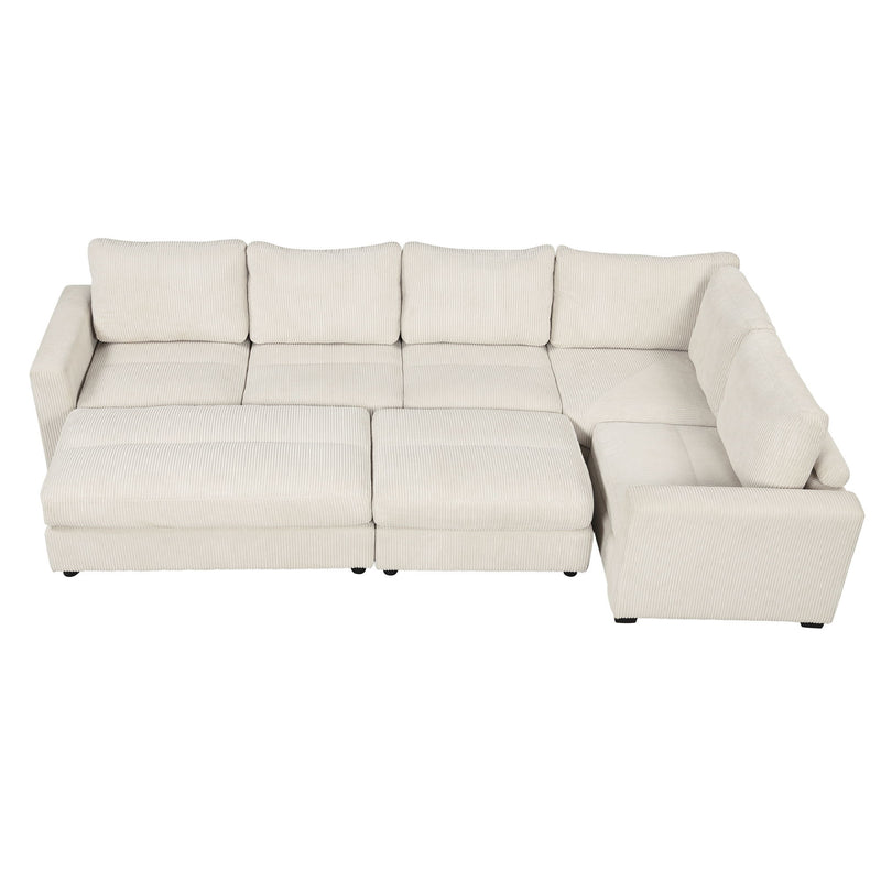 Sectional Couch Sofa Bed Modular Sofa With Two Movable Ottomans For Living Room