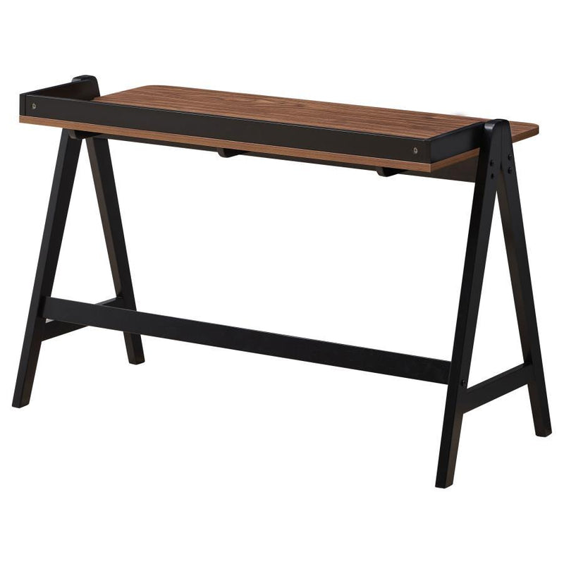 Raul - Writing Desk With USB Ports - Walnut And Black