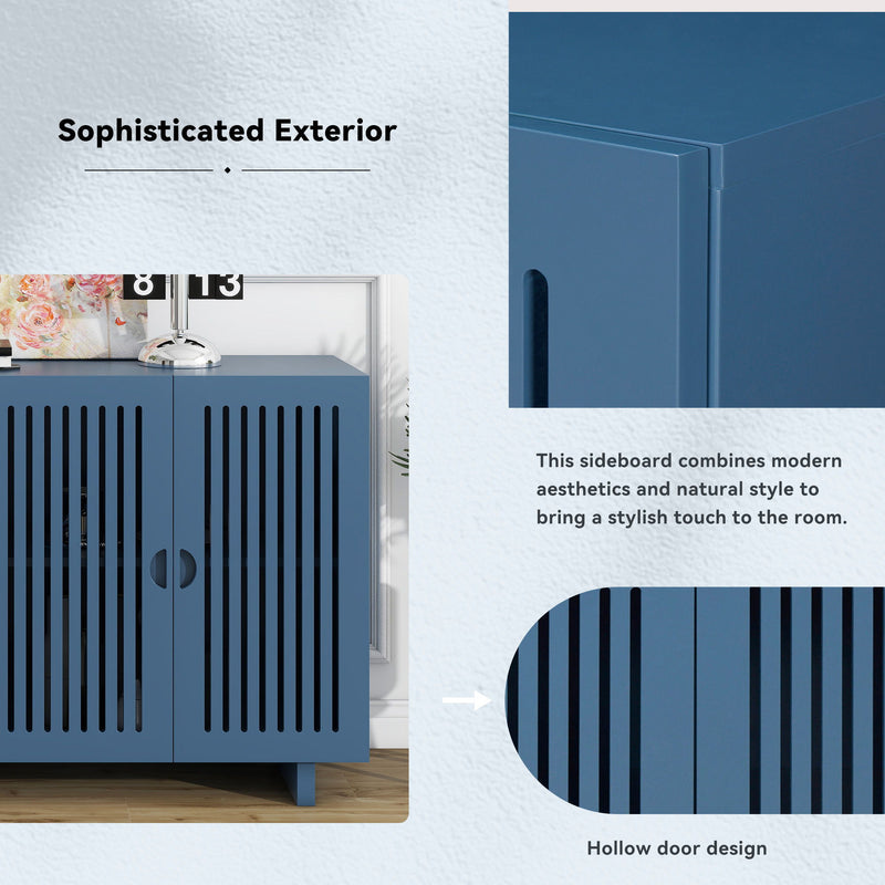 Modern Style Sideboard With Superior Storage Space, Hollow Door Design And 2 Adjustable Shelves For Living Room And Dining Room
