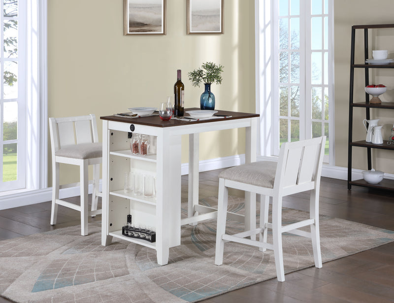 Graham - 3 Piece Small Space Counter Height Dining Table With Shelves And 2 Chairs (Set of 3)