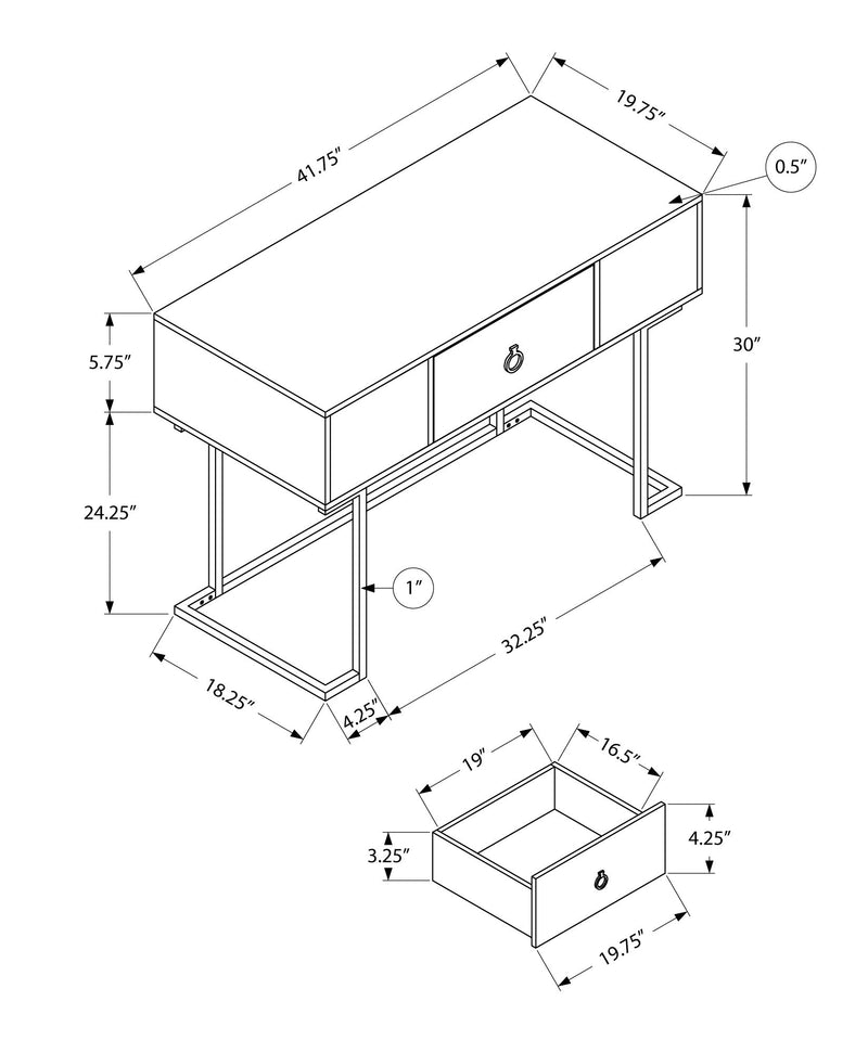 Computer Desk For Home Office, Glossy, Storage Drawer