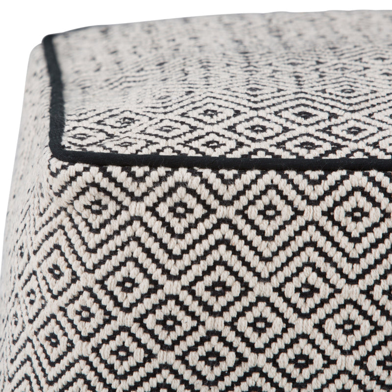 Brynn - Square Pouf - Patterned Black / Natural