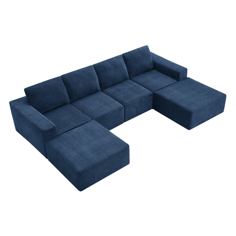 [VIDEO provided][New]110*72" Modular U Shaped Sectional Sofa,Luxury Chenille Floor Couch Set,Upholstered Indoor Furniture,Foam-Filled Sleeper Sofa Bed for Living Room,Bedroom,Free Combination,3 Colors