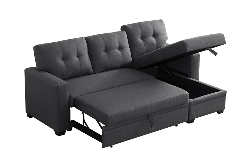 Upholstered Cushions Pull Out Sectional Sofa With Chaise