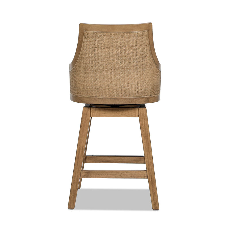 Bahama - Cane High Back Swivel Counter Stool With Recessed Arms Textured Weave - Taupe Beige