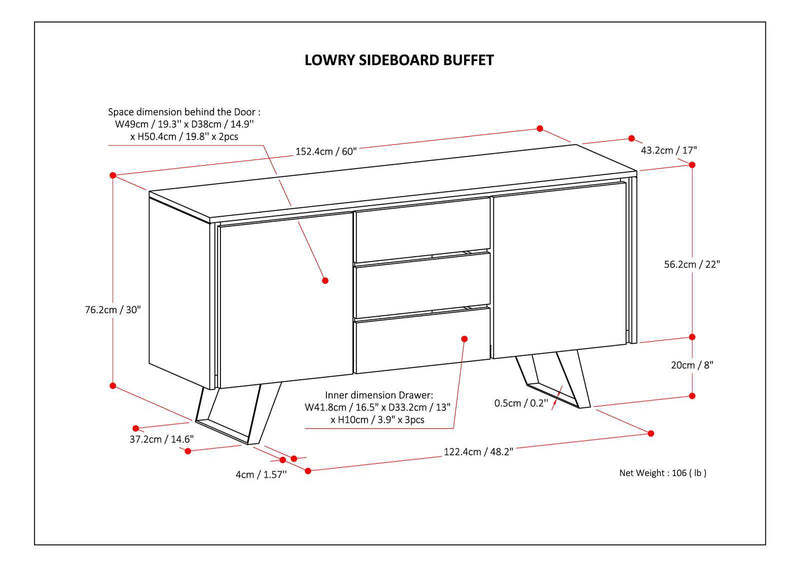 Lowry - Modern Industrial Sideboard Buffet