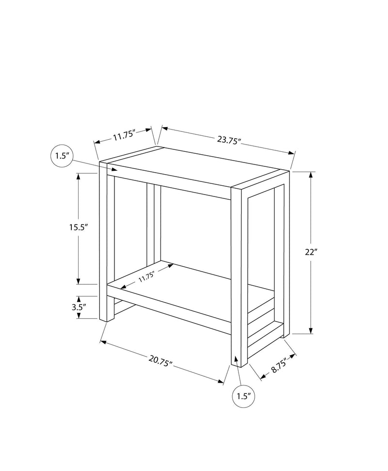 Accent Side Table, Narrow, Small, 2 Tier, Contemporary And Modern