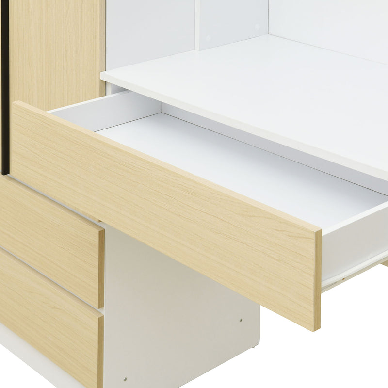 3 Door Storage Desk Wardrobe For Bedroom With Shelves And 3 Drawers