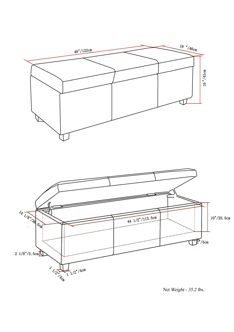 Avalon - Storage Ottoman Bench - Dark Gray