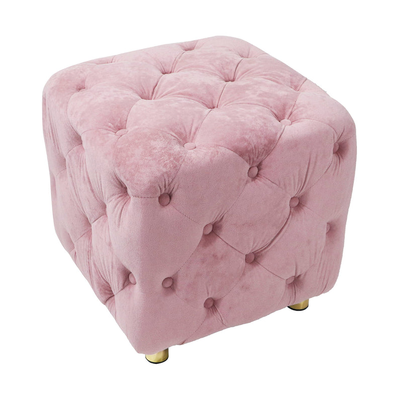 Modern Velvet Upholstered Ottoman, Exquisite Small End Table, Soft Foot Stool, Dressing Makeup Chair, Comfortable Seat For Living Room, Bedroom, Entrance