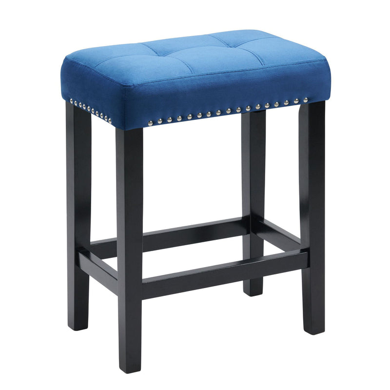 Marco - Bar Table Set Single Pack - White Top (Table + 3 Stool - Blue Velvet)