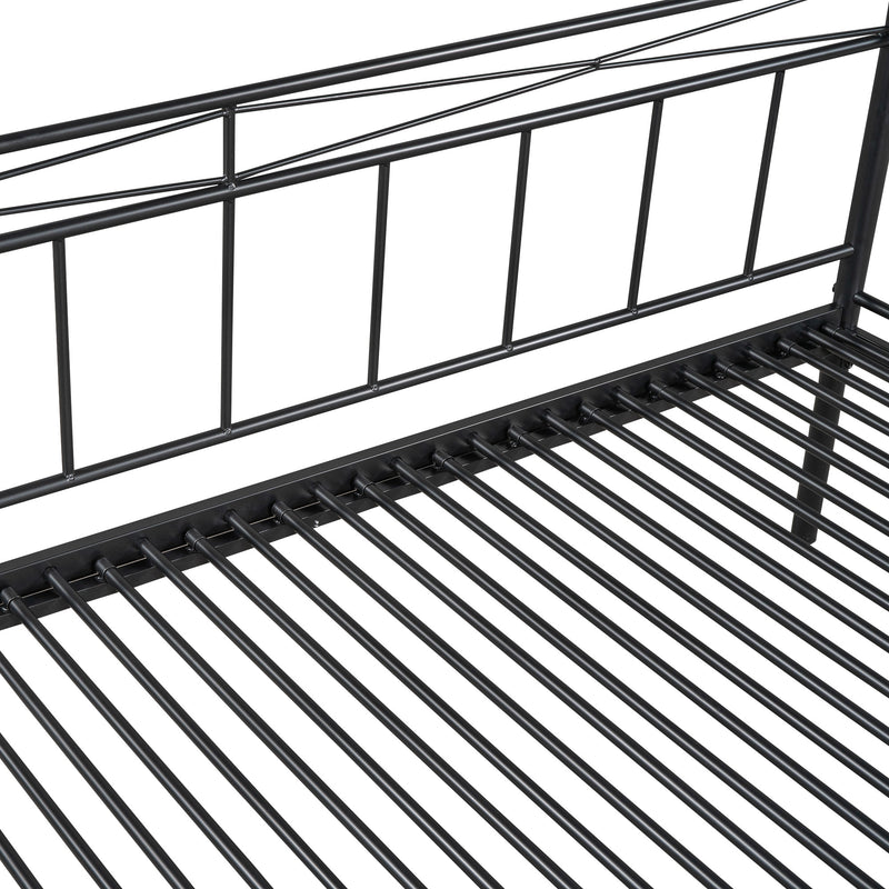 Twin Size Metal Daybed with Trundle, Daybed with Slat No Box required Black