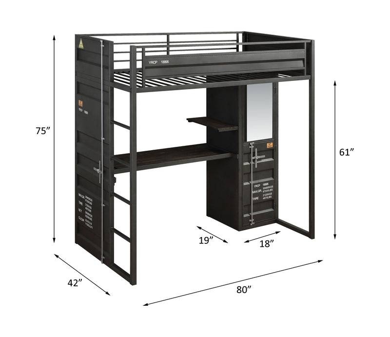 Cargo - Twin Bed - Gunmetal Finish