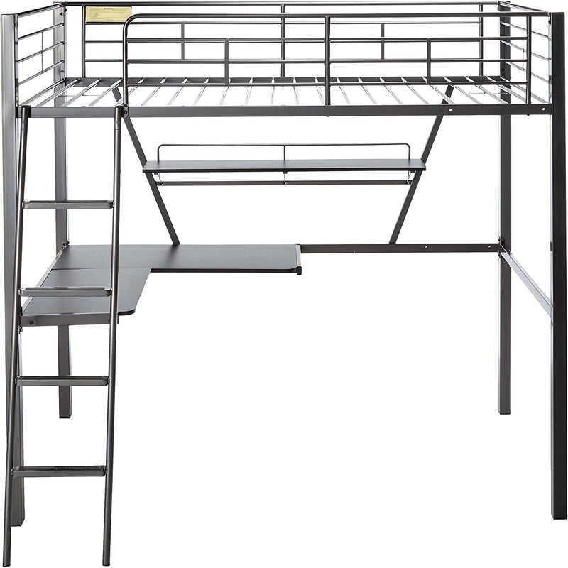 ACME Senon Loft Bed & Desk in Silver & Black 37275