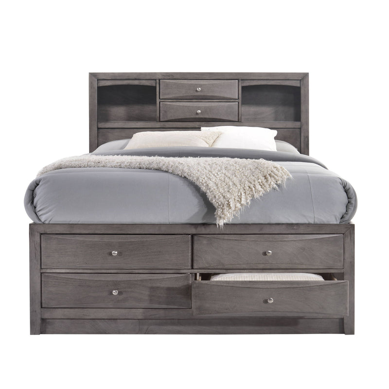 Emily - King Storage Bed - Weathered Grey