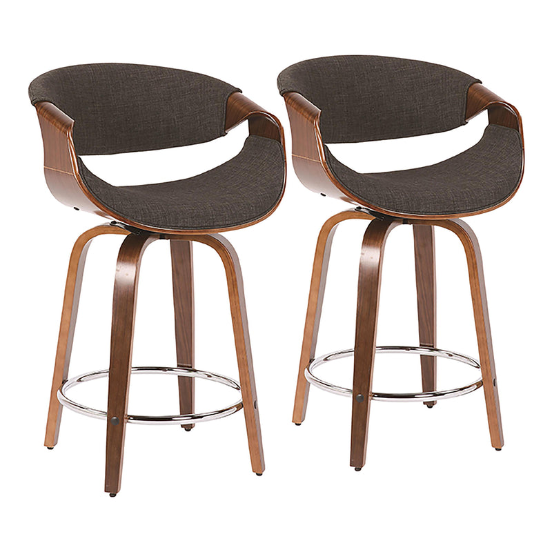 Curvini - Mid Century Modern Counter Stool (Set of 2)