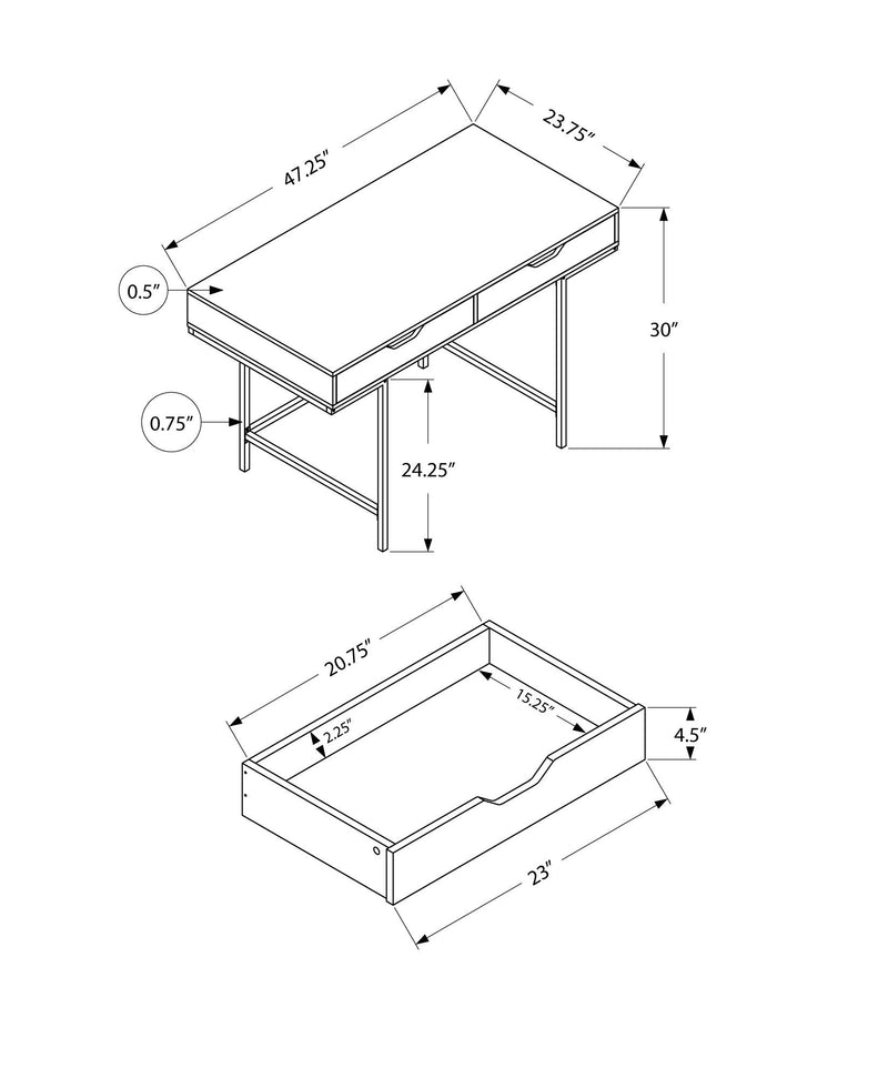 Computer Desk For Home Office, Storage Drawers, Marble Look Contemporary & Modern