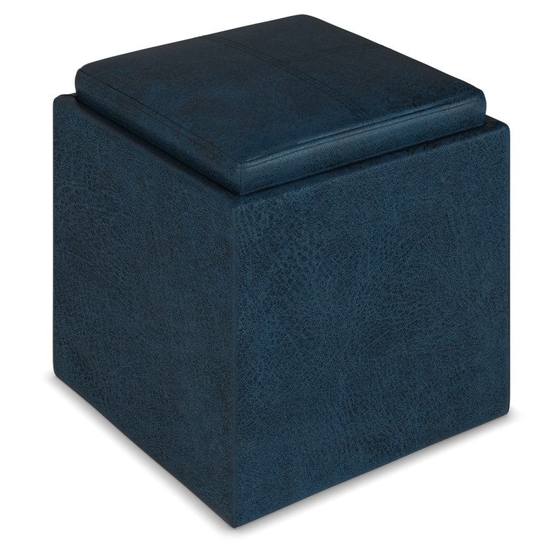 Rockwood - Upholstered Cube Storage Ottoman With Tray