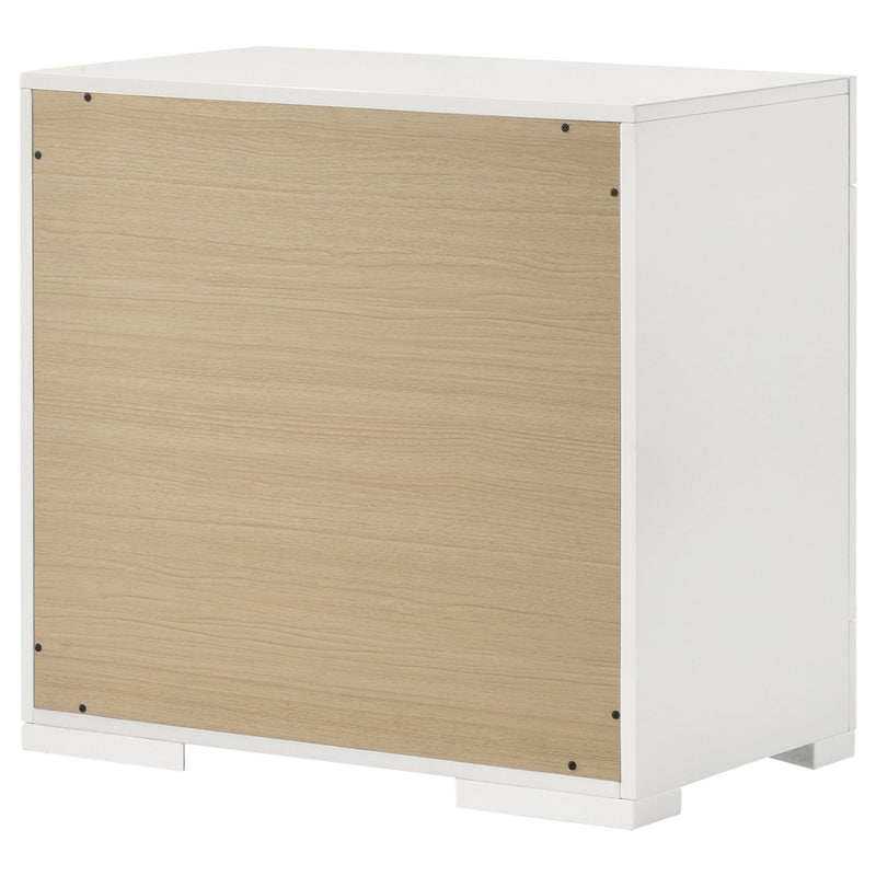 Ives - 2-Drawer Nightstand Bedside Table - White High Gloss