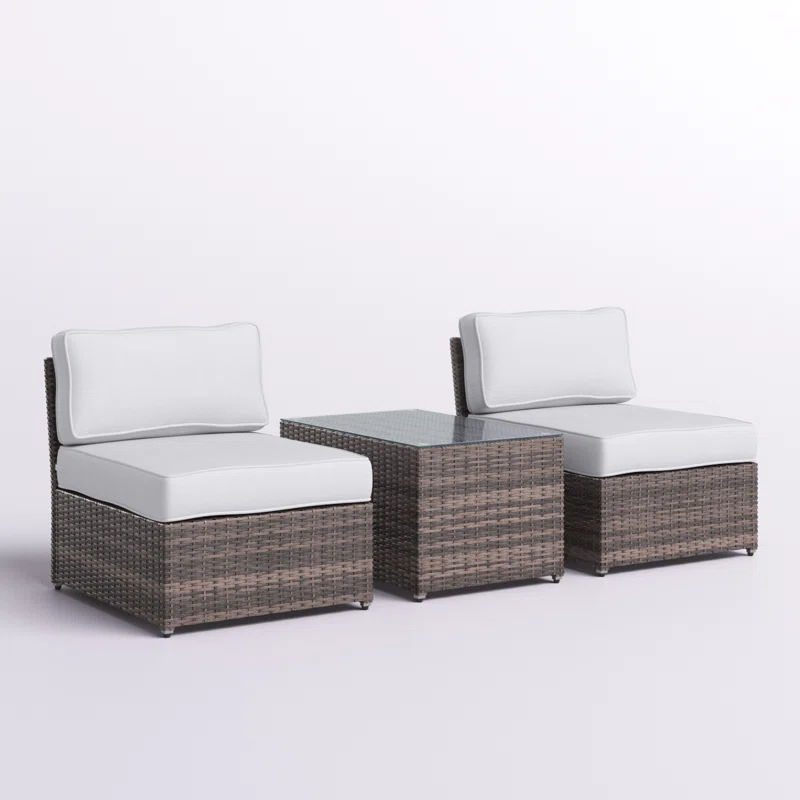 2 Person Seating Set With Cushions - Brown / Gray