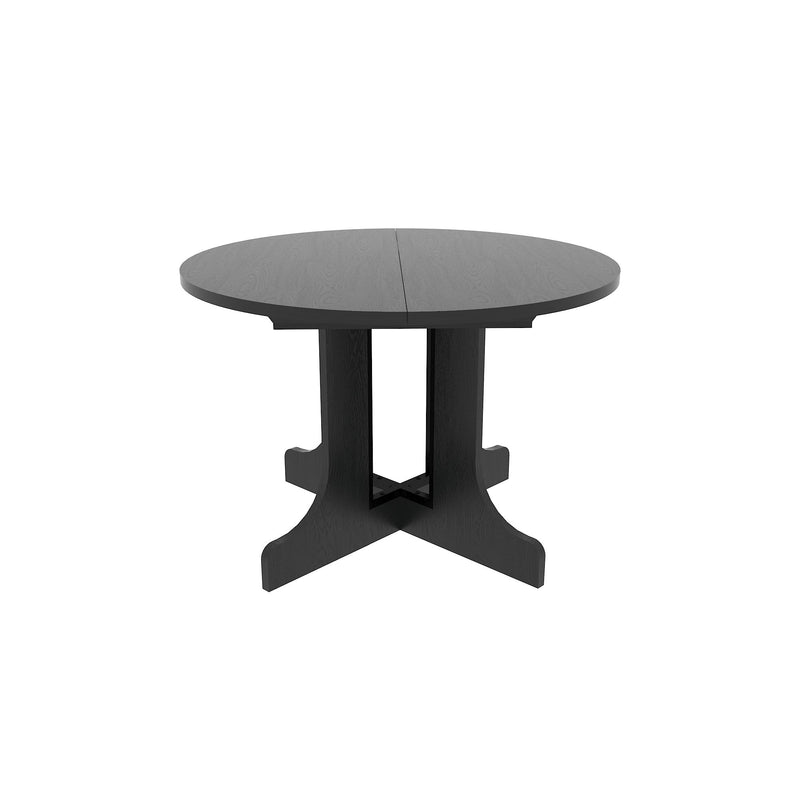 Dining Table For Farmhouse Kitchen Expandable Oval Table Top With Removable Leaf Trestle X Shaped Base - Black