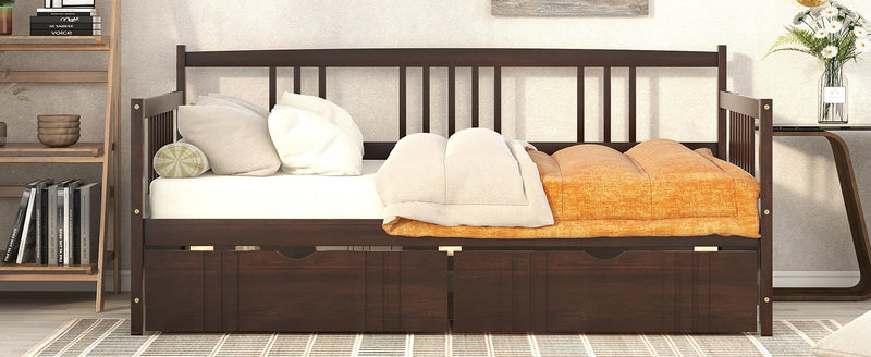 Twin Size Daybed Wood Bed with Two Drawers,Espresso(OLD SKU:LP000057AAP)