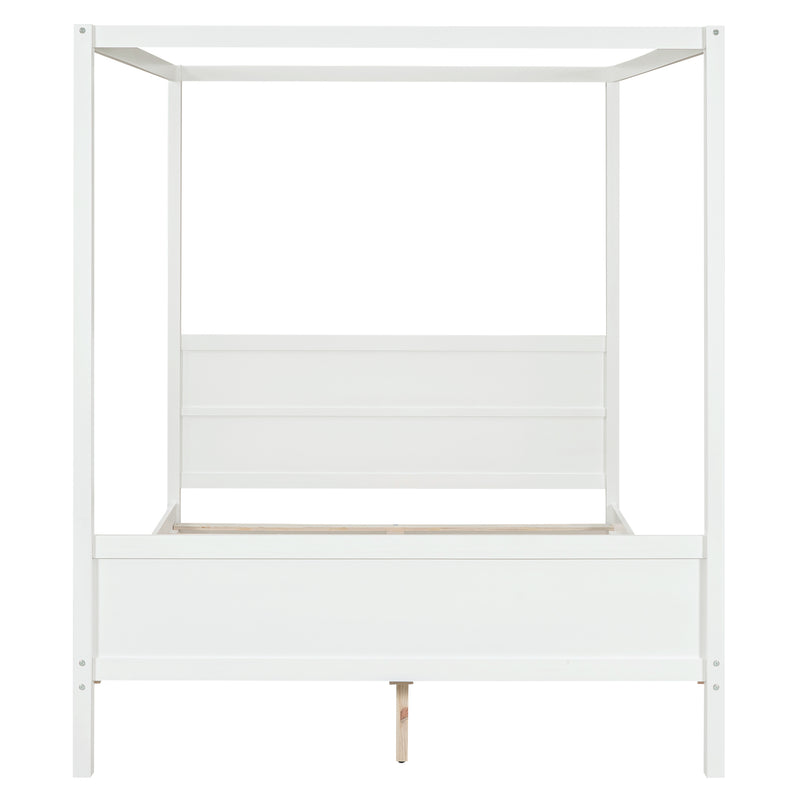 Queen Size Canopy Platform Bed with Headboard and Footboard,Slat Support Leg - White(OLD SKU:LT001912AAK)