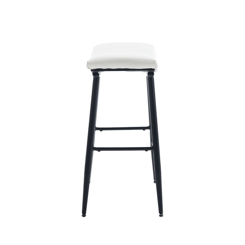 Bar Stools (Set of 2) Armless Counter Low Bar Stools Without Back Modern Linen Fabric Breakfast Stools With Metal Leg And Footrest