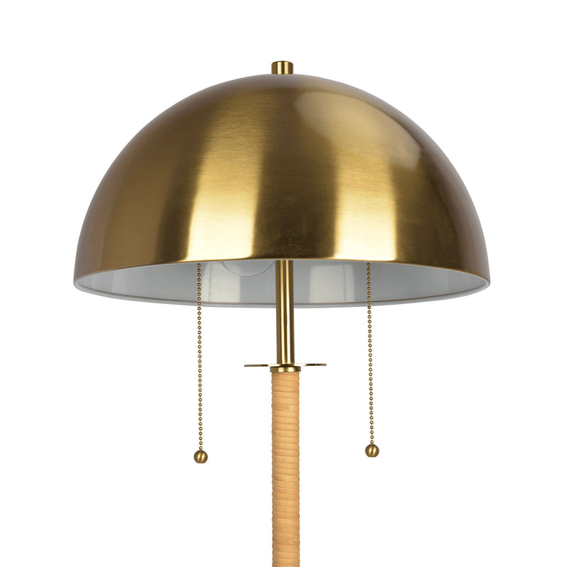 Allure - 2 Light Floor Lamp, Gold, Natural Tube, Double On / Off Pull Chain - Gold / Rattan