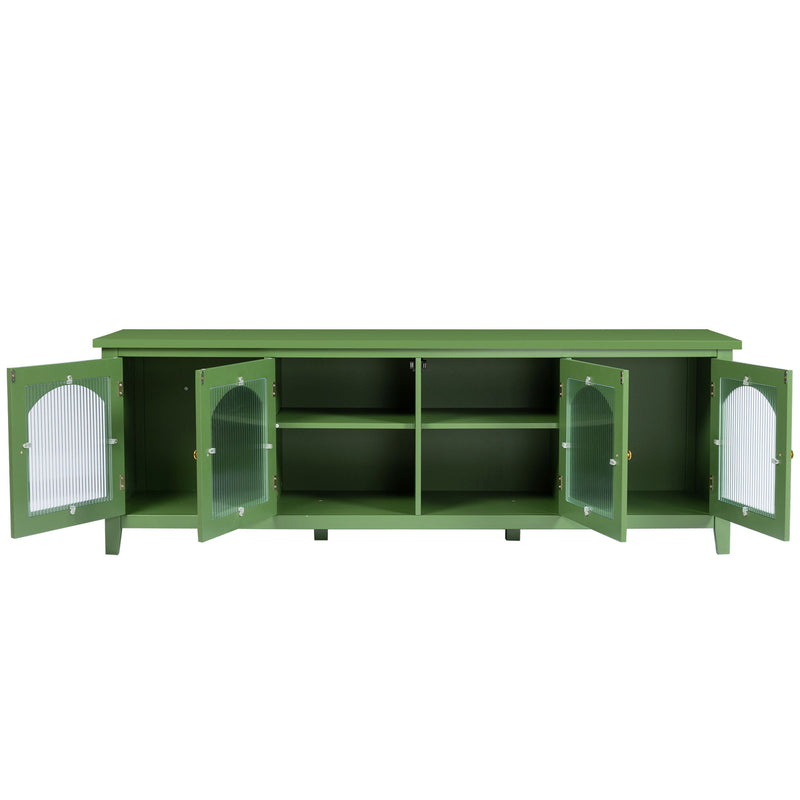 StylishTVcabinet Entertainment CenterTV Stand, TVconsoletable, Media Console, Solidwood Frame, Changhong Glass Door, Metal Handle