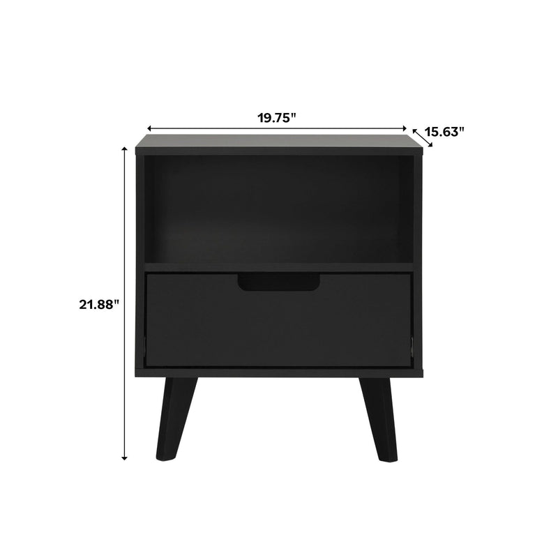 Modern 1 Drawer Nightstand With Open Cubby