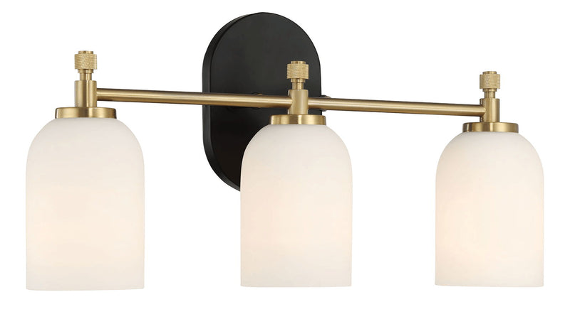 Meadows - 3 Lights Vanity Brush Bathroom Wall Light For Bathroom Over Mirror - Black / Gold / White