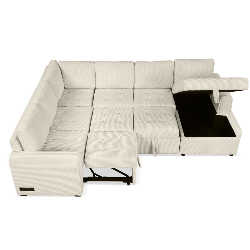 U-Shaped Sofa Sectional Sofa Pull-Out Sofa Bed With A Storage Chaise Lounge, Charging Devices For Living Room