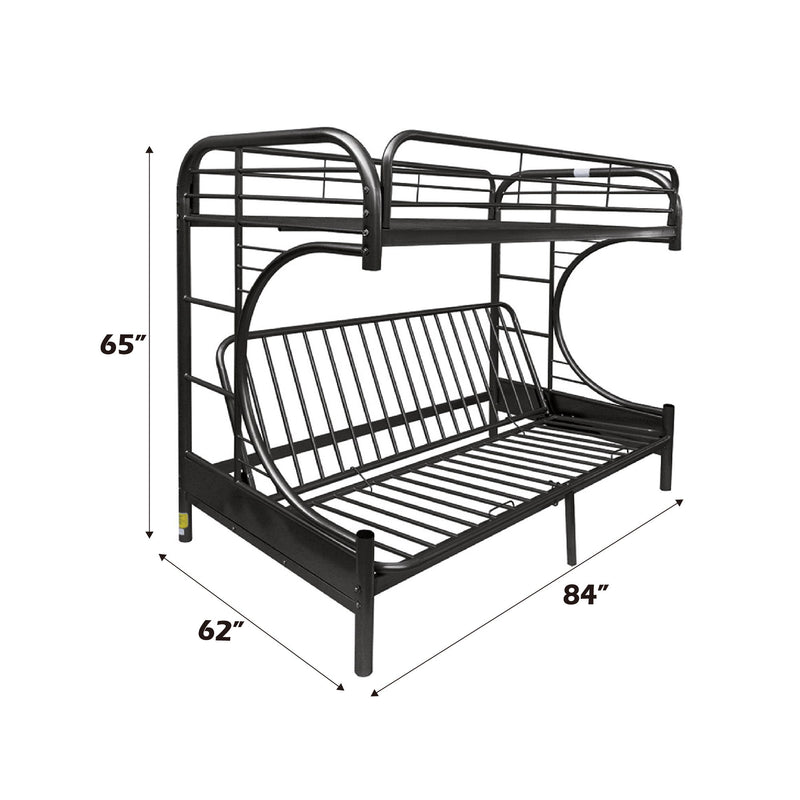 Eclipse - Twin Long Queen Futon Bunk Bed - Black