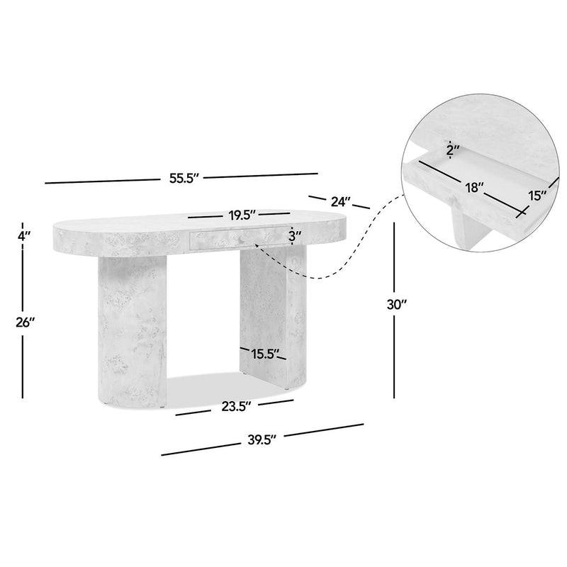 Jesse - Single Drawer Oval Computer Desk