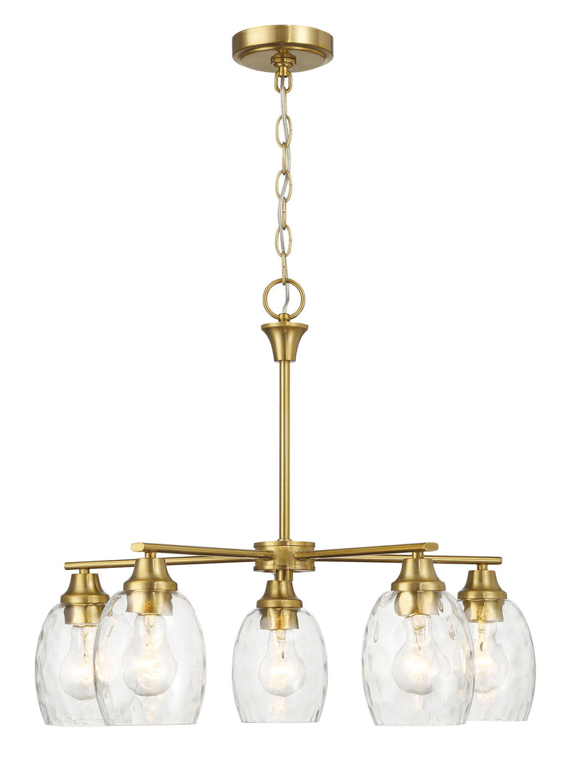 Elegance 5 Lights Linear Arms With Chain Chandelier - Clear / Gold