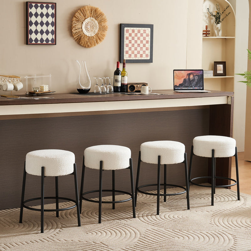 Round Bar Stools (Set of 2), Contemporary Upholstered Dining Stools For Kitchens, Coffee Shops And Bar Stores