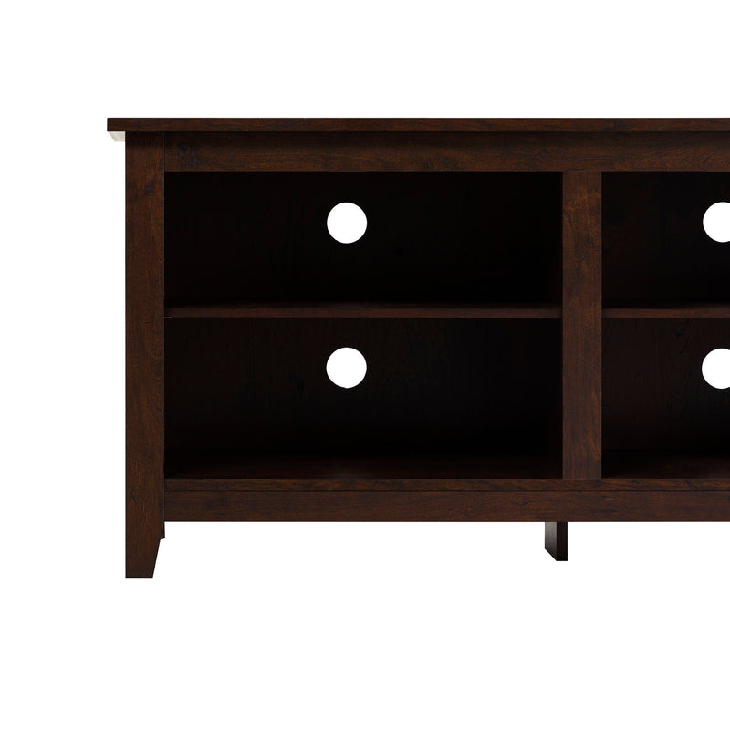 Modern Transitional 3 Shelf Open Storage 70" TV Stand For 80" TVs - Brown