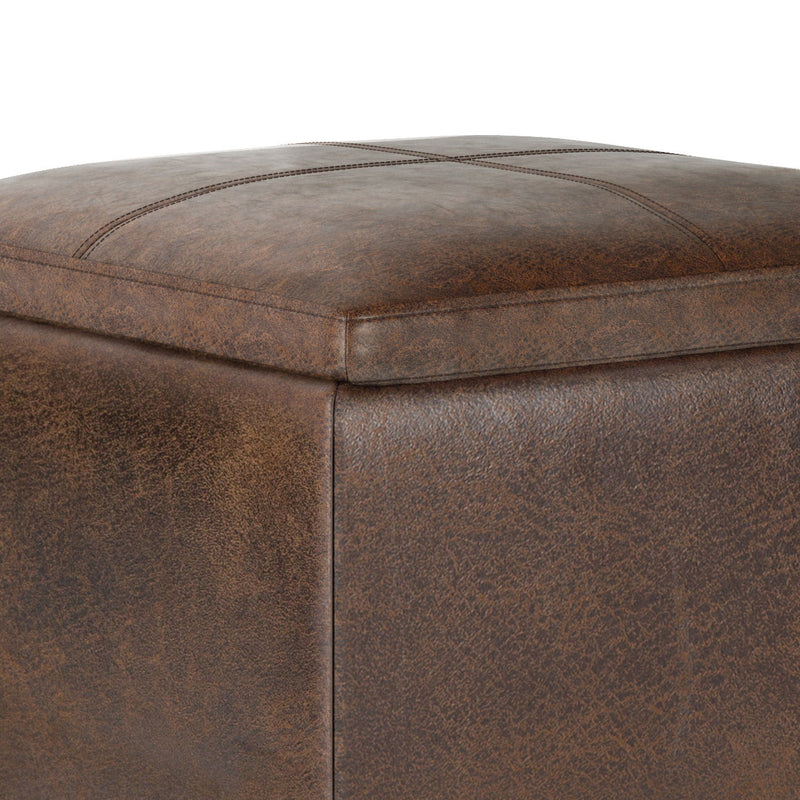 Rockwood - Upholstered Cube Storage Ottoman With Tray