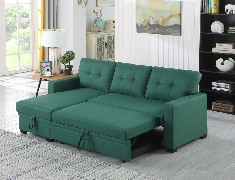 Upholstered Cushions Pull Out Sectional Sofa With Chaise