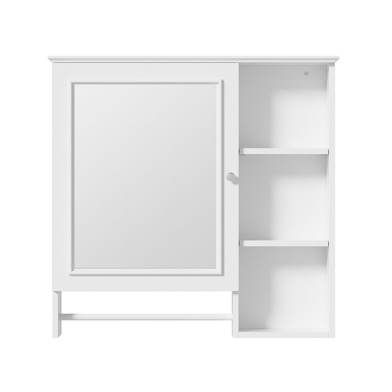 Wall Mounted Bathroom Storage Cabinet, Medicine Cabinets With Large Mirror Door, Adjustable Shelves And Three Open Storage Levels(Not Include Bathroom Vanity)