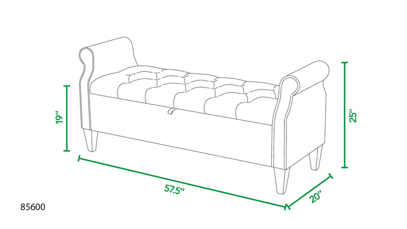 Jacqueline - Tufted Roll Arm Storage Bench