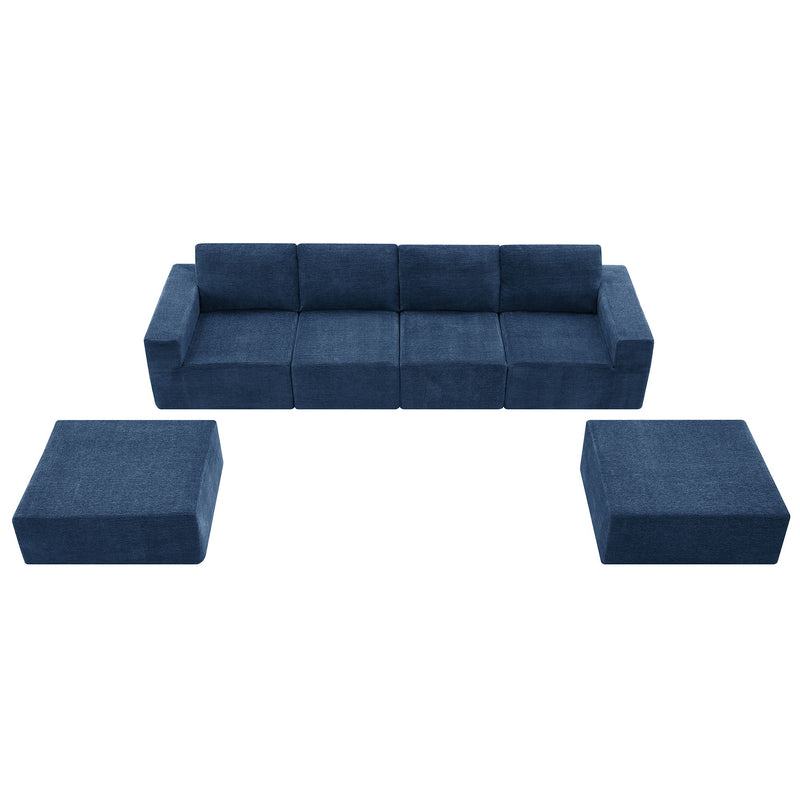 Modular U-Shaped Sectional Sofa, Luxury Chenille Floor Couch Set, Upholstered Indoor Furniture, Foam - Filled Sleeper Sofa Bed For Living Room, Bedroom, Free Combination