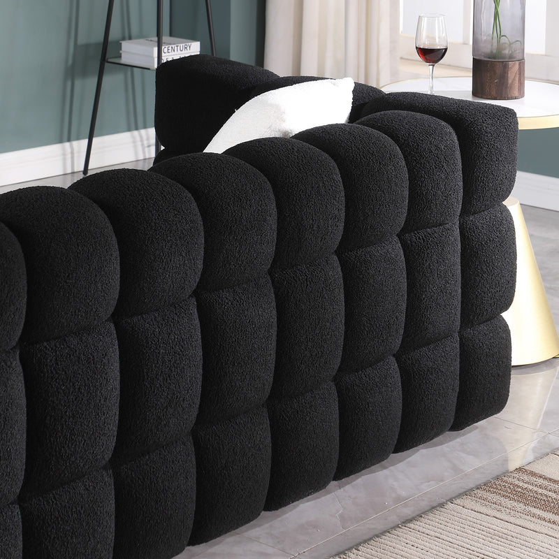 84.3 length ,35.83" deepth ,human body structure for USA people,  marshmallow sofa,boucle sofa ,White color,3 seater