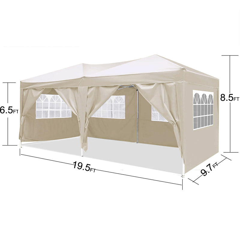 10'X20' Ez Pop Up Canopy Outdoor Portable Party Folding Tent With 6 Removable Sidewalls + Carry Bag + 4 Pieces Weight Bag